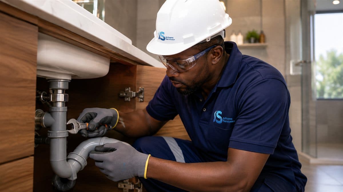 Technicien ASP réparant une canalisation
